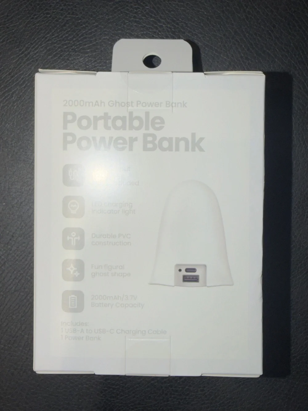 Ghost Portable Power Bank 2000mAh USB-C Rechargeable Halloween Charger